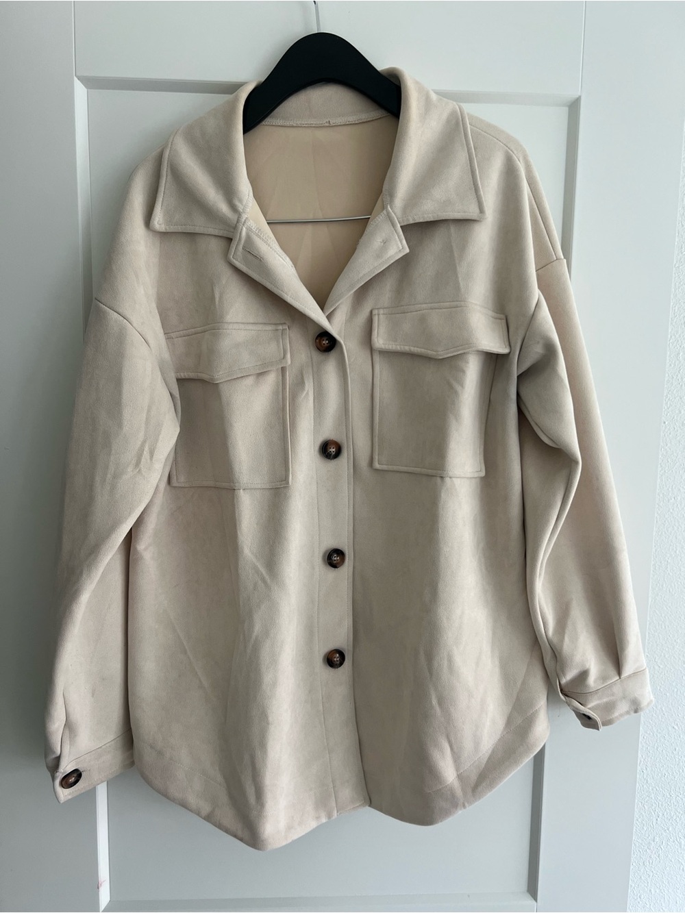 Cream suede Button-Front Jacket/Shacket